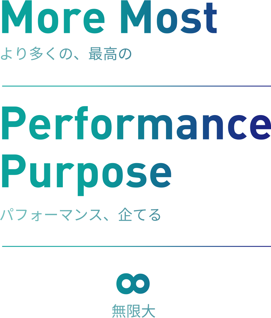More Most より多くの、最高の　Performance Purpose より多くの、最高の　無限大